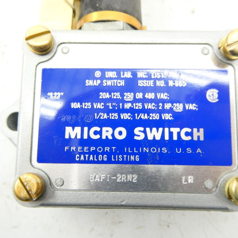 MICRO SWITCH BAF1-2RN2-LH 480VAC 20A NSMP