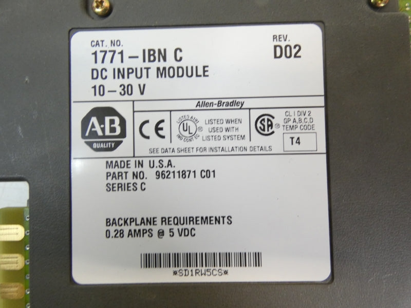 ALLEN BRADLEY 1771-IBN SER. C 10-30VDC REV. D02 NSNP