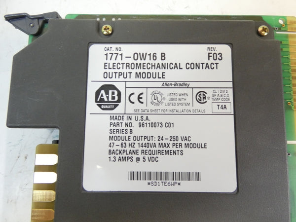 ALLEN BRADLEY 1771-OW16 SER. B 24-250VAC REV. F03 NSNP