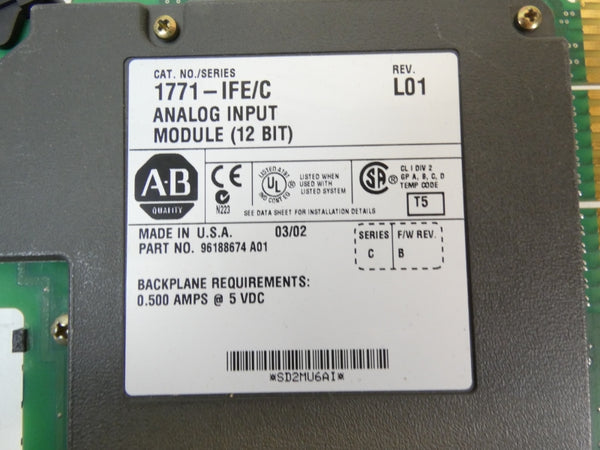 ALLEN BRADLEY 1771-IFE SER. C F/W B 5VDC REV. L01 NSMP