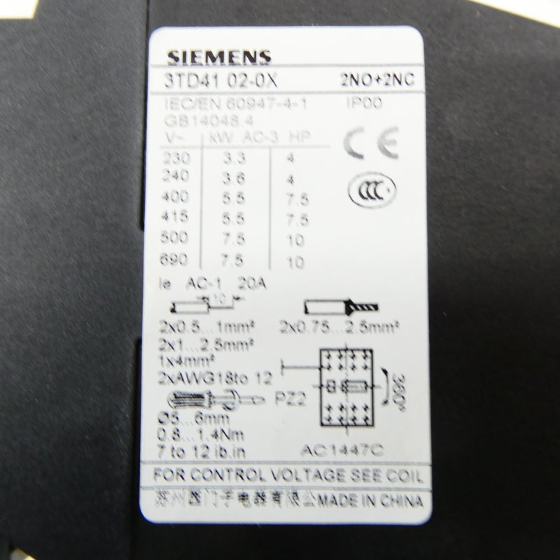 SIEMENS 3TD4102-0XF0 110/132VAC NSMP