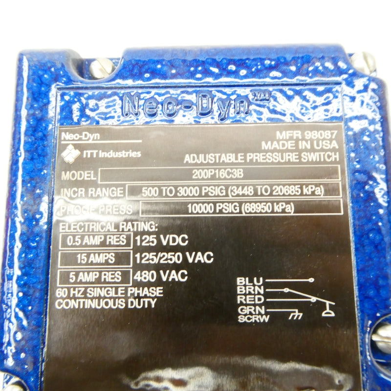 ITT 200P16C3B 480VAC 5A 500-3000PSI NSNP