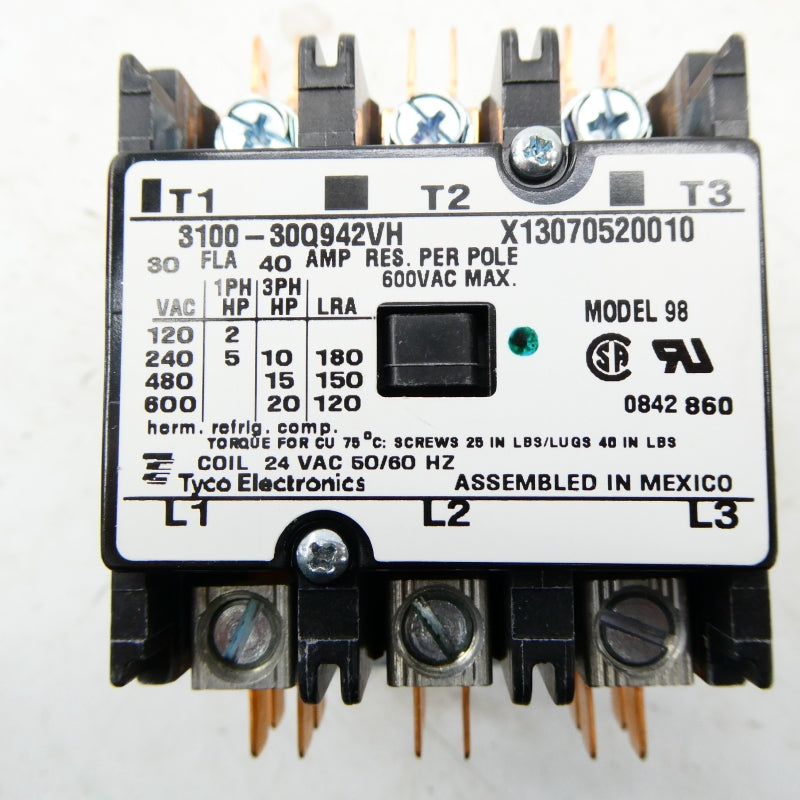 TYCO ELECTRONICS 3100-30Q942VH 24VAC 40A NSNP