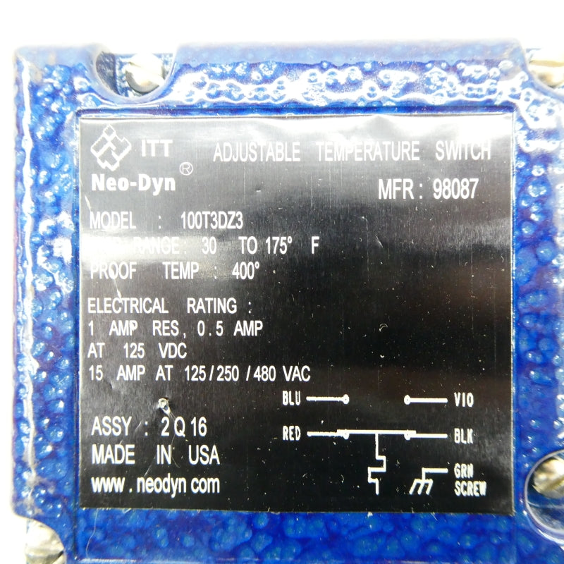 ITT 100T3DZ3 480VAC 15A 30-175'F NSNP