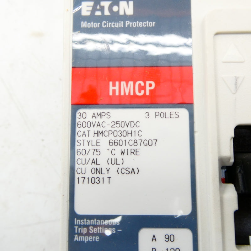 EATON HMCP030H1C 6601C87G07 SER. C 600VAC 30A NSMP