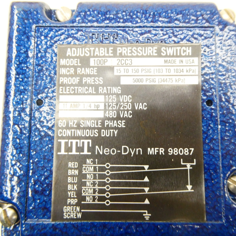 ITT 100P12CC3 480VAC 11A 15-150PSI NSMP
