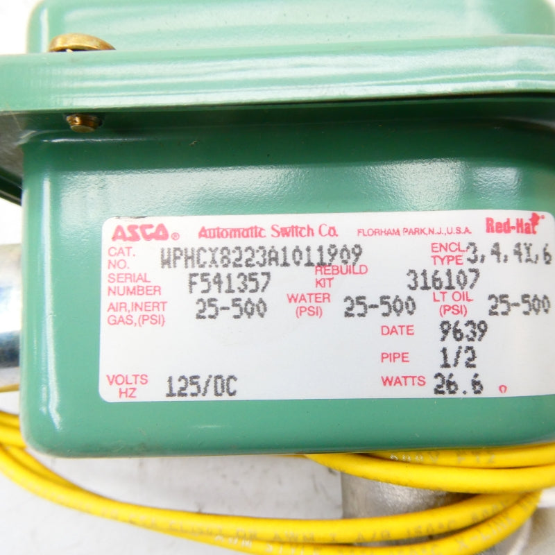 ASCO WPHCX8223A1011909 125VDC 25-500PSI 1/2" NSMP