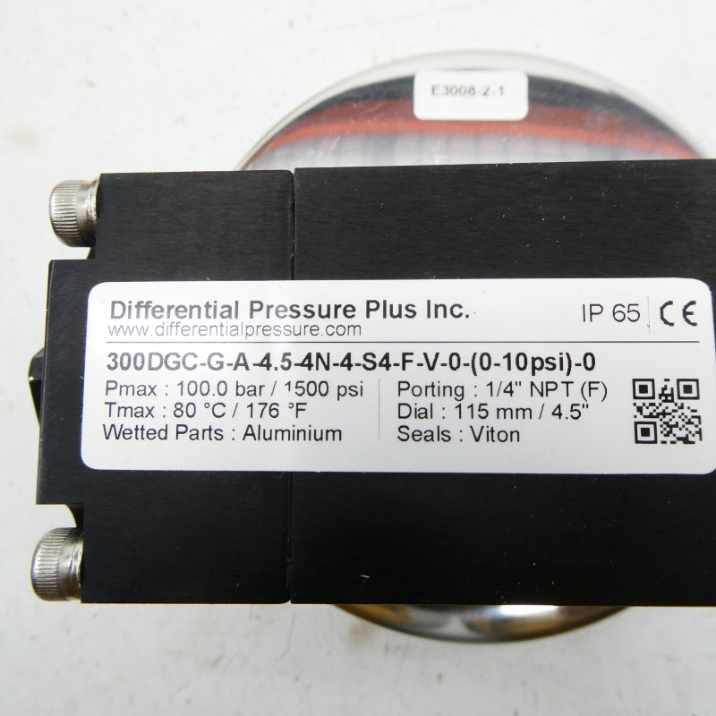 DIFFERENTIAL PRESSURE PLUS 300DGC-G-A-4.5-4N-4-S4-F-V-0-0-10PSI-0 0-10PSI NSMP
