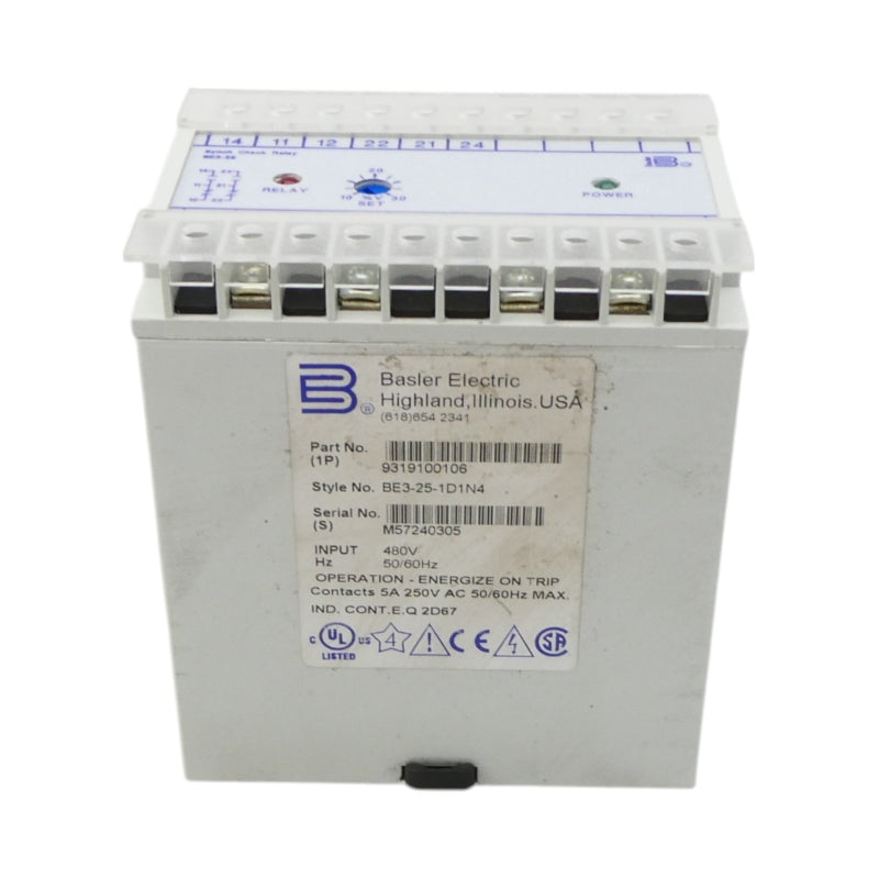 BASLER ELECTRIC BE3-25-1D1N4 9319100106 480V NSNP