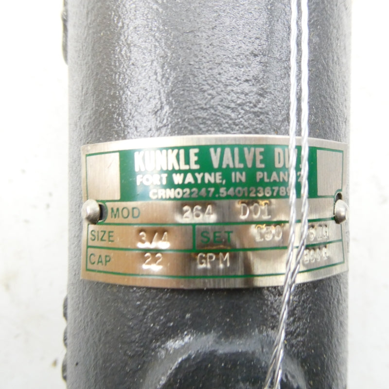 KUNKLE VALVE 264D01 150PSI 3/4" NSNP