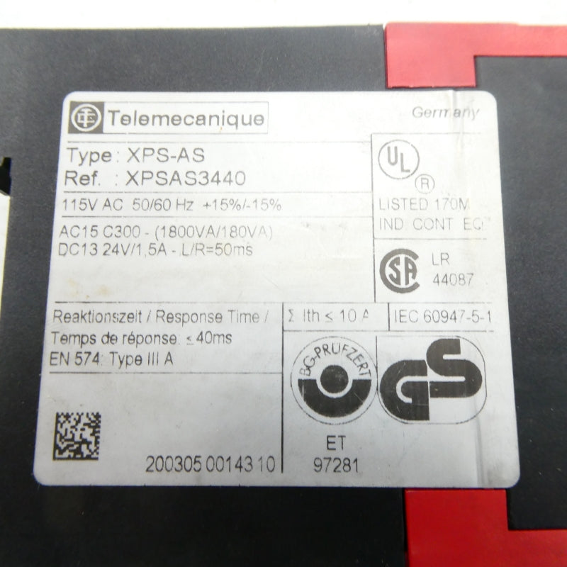 TELEMECANIQUE XPSAS3440 115VAC NSNP