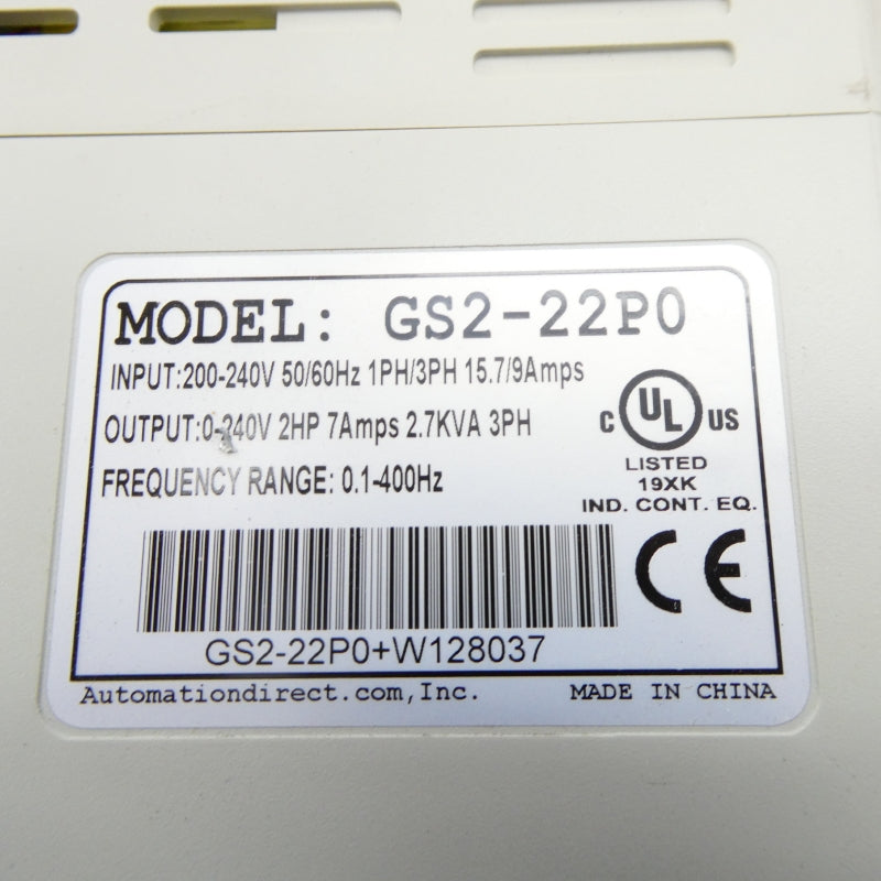 AUTOMATION DIRECT GS2-22P0 200-240V 9/15.7A NSNP