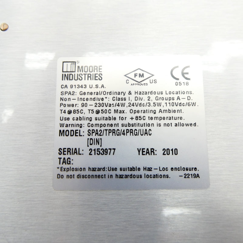 MOORE INDUSTRIES SPA2/TPRG/4PRG/UAC 90-230VAC NSNP