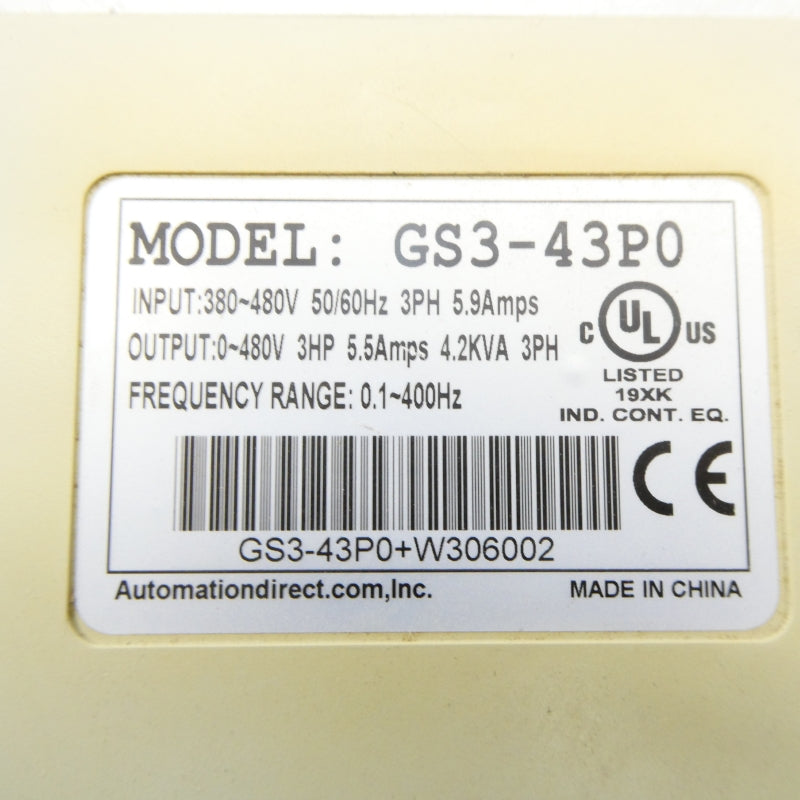 AUTOMATION DIRECT GS3-43P0 380-480V 5.9/5.5A NSNP