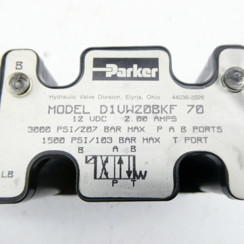 PARKER D1VW20BKF70 12VDC 2A 3000PSI NSNP