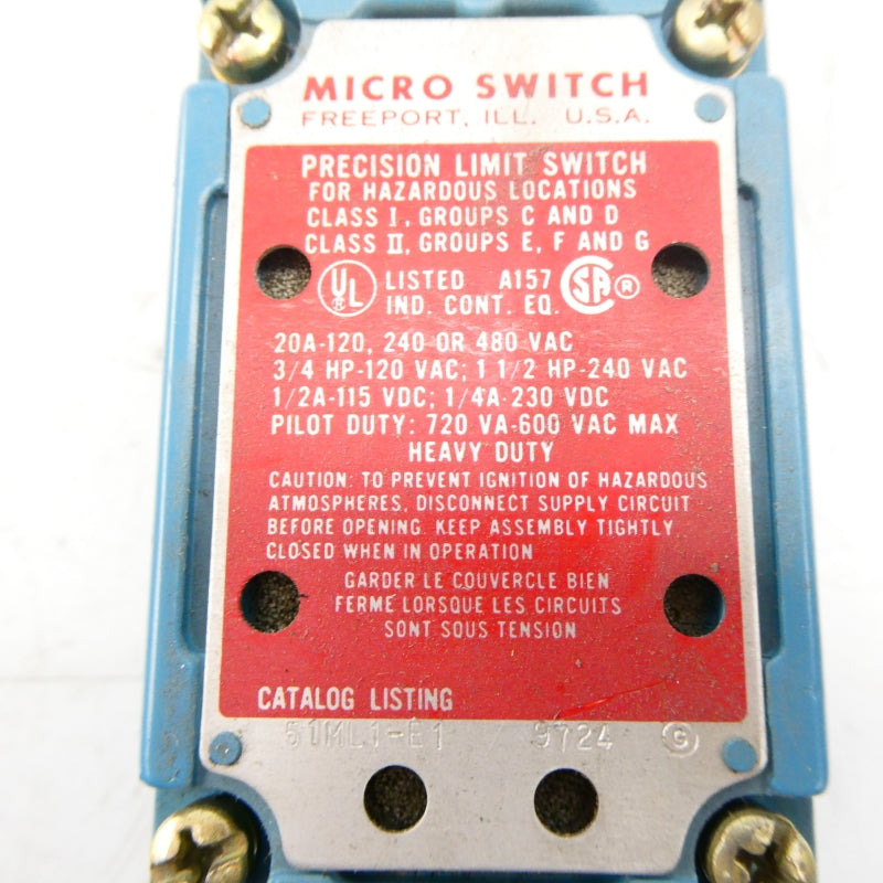 MICRO SWITCH 51ML1-E1 600VAC 20A NSNP