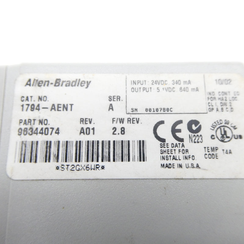 ALLEN BRADLEY 1794-AENT SER. A F/W 2.8 24VDC REV. A01 NSNP