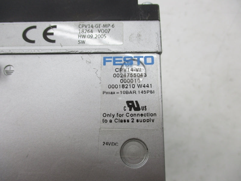 FESTO CPV14-VI 18210 W/ CPV14-GE-MP-6 18264 145PSI NSNP