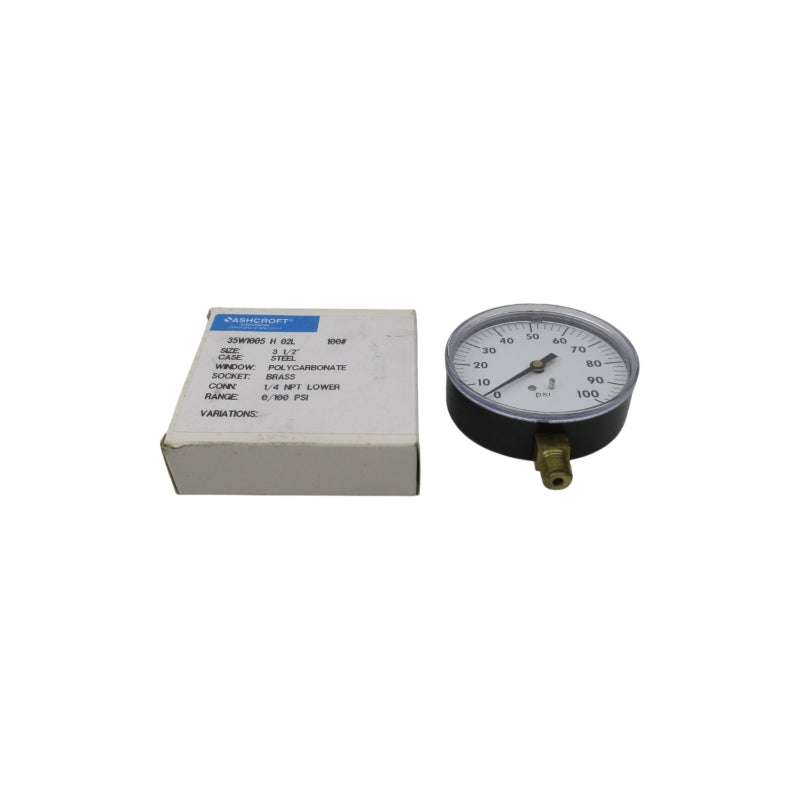 ASHCROFT 35W1005H02L100# 100PSI 3-1/2" NSMP