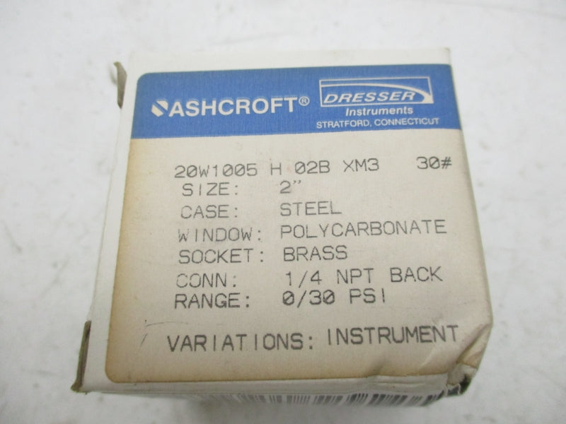 ASHCROFT 20W1005H02BXM330# 30PSI 2" NSMP
