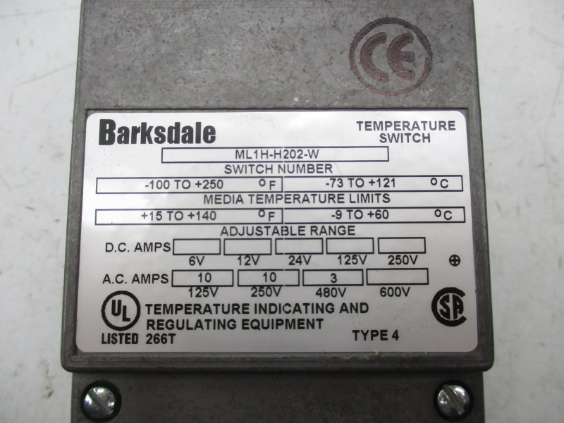 BARKSDALE ML1H-H202-W 480VAC 3A -100/+250'F NSMP