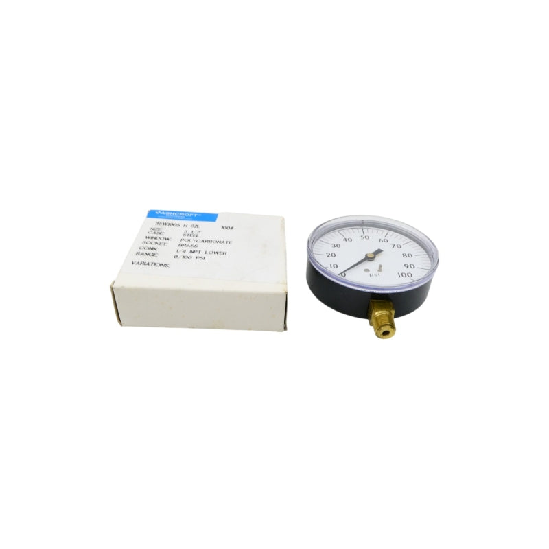 ASHCROFT 35W1005H02L100# 100PSI 3-1/2" NSMP
