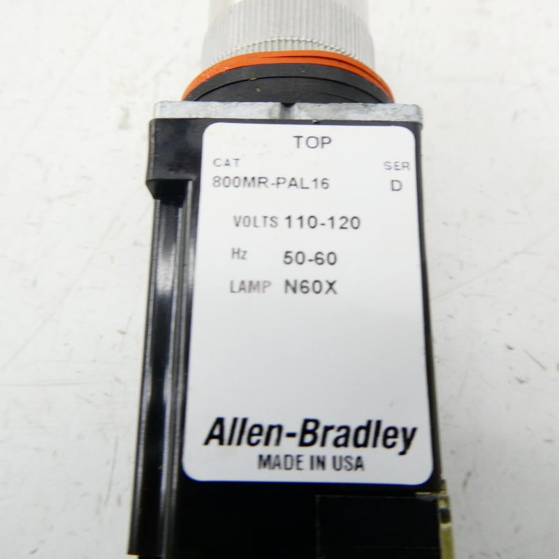ALLEN BRADLEY 800MR-PAL16RA SER. D 110/120V (WH) NSMP