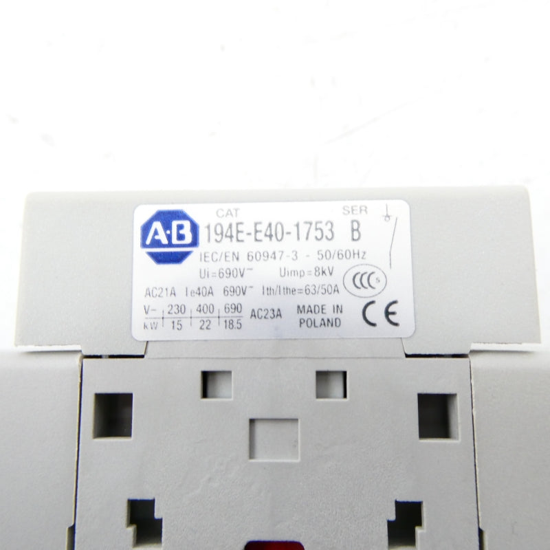 ALLEN BRADLEY 194-E40-1753 SER. B (BR/WH) NSMP