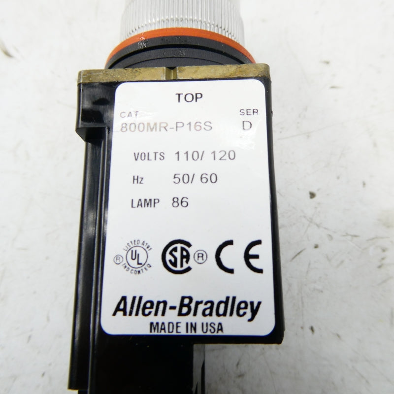 ALLEN BRADLEY 800MR-P16S SER. D 110/120V (WH) NSMP