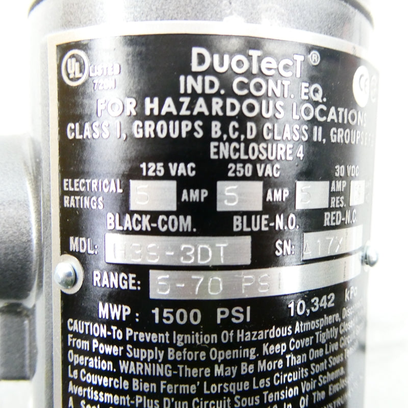 DUOTECT H3S-3DT 250VAC 5-60PSI NSNP