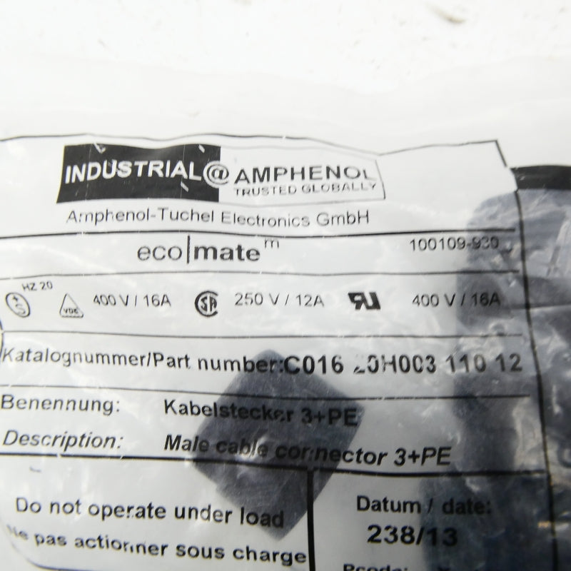 AMPHENOL C01620H00311012 400V 16A NSMP