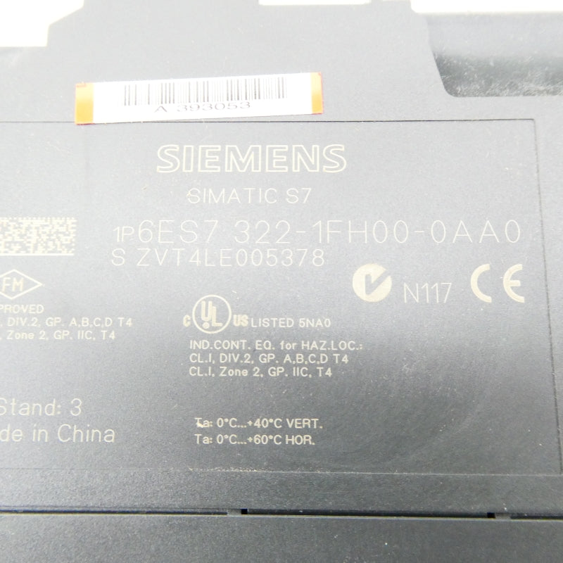SIEMENS 6ES7322-1FH00-0AA0 (AS PICTURED) NSMP