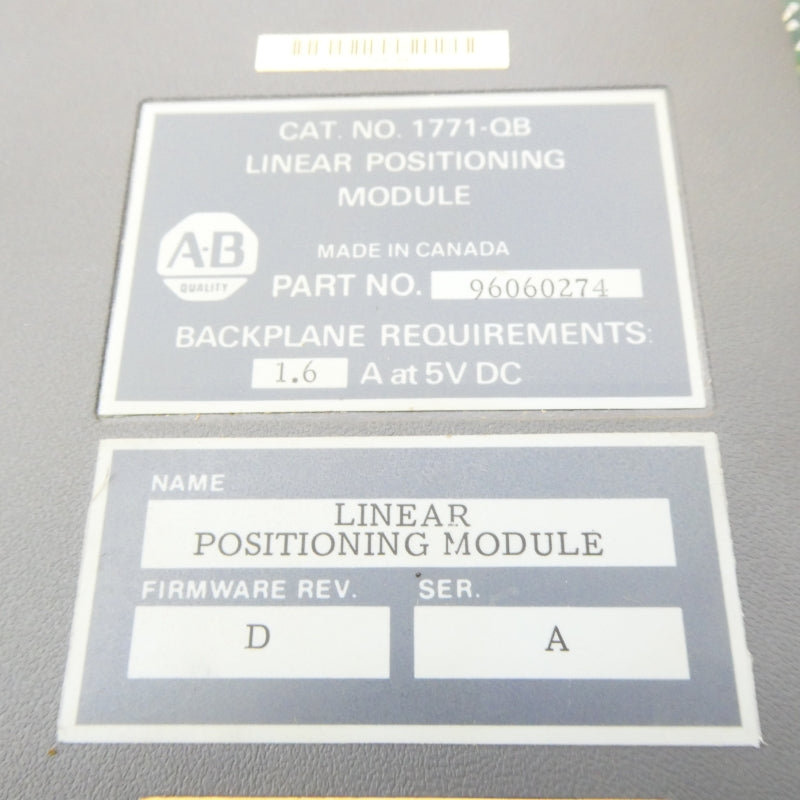 ALLEN BRADLEY 1771-QB SER. A F/W D 5VDC 1.6A UNMP