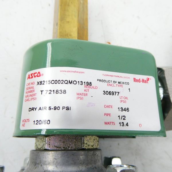 ASCO X8215C002QMO13198 120V 5-90PSI 1/2" NSNP