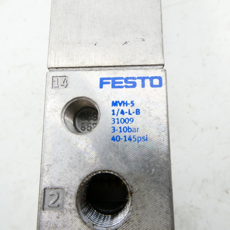 FESTO MVH-51/4-L-B 31009 20.4-26.4VDC 40-145PSI NSNP
