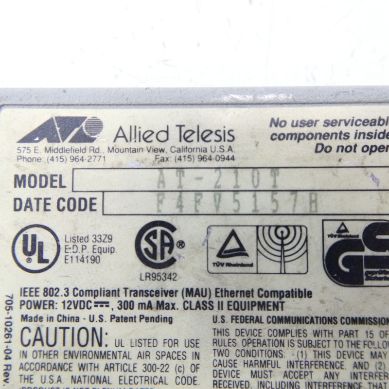 ALLIED TELESIS AT-210T 12VDC NSNP