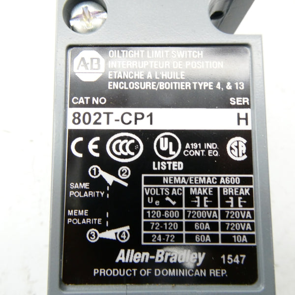 ALLEN BRADLEY 802T-CP1 SER. H 120-600VAC (AS PICTURED) NSNP