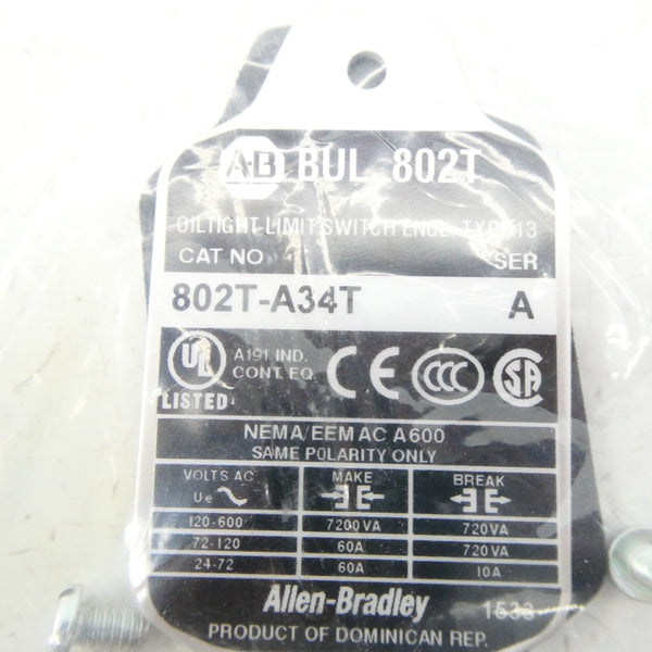 ALLEN BRADLEY 802T-A34T SER. A 120-600VAC 60A (WH) NSMP