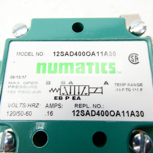 NUMATICS 12SAD400OA11A30 120V .16A 150PSI NSNP