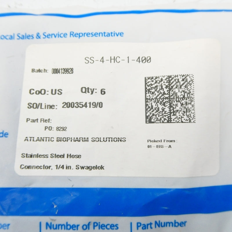 SWAGELOK SS-4-HC-1-400 (PKG OF 6) NSMP