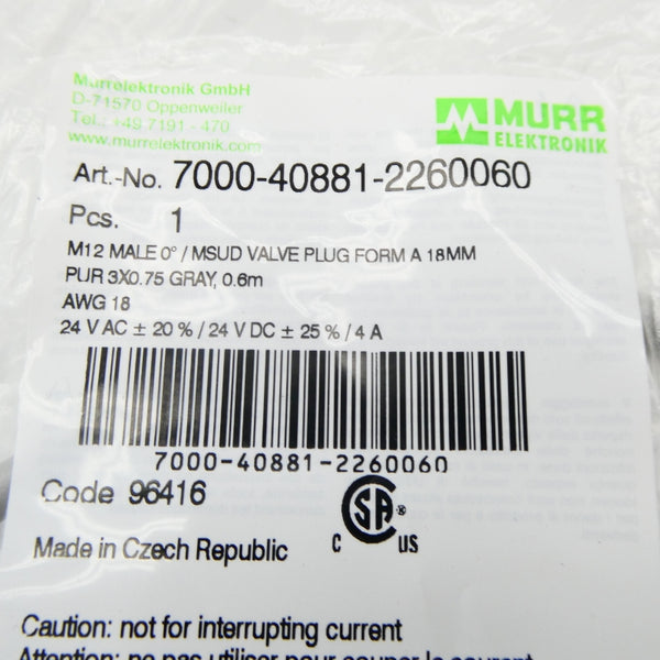 MURR ELEKTRONIK 7000-40881-2260060 24VAC/DC 1A NSMP