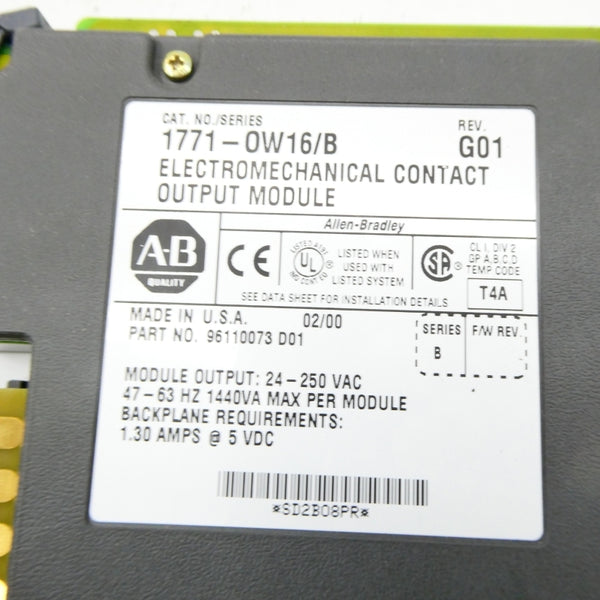 ALLEN BRADLEY 1771-OW16 SER. B 24-250VAC REV. G01 NSMP