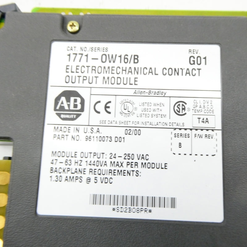 ALLEN BRADLEY 1771-OW16 SER. B 24-250VAC REV. G01 NSMP