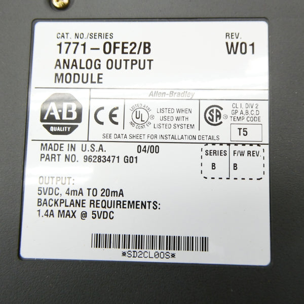 ALLEN BRADLEY 1771-OFE2 SER. B F/W B REV. W01 NSMP