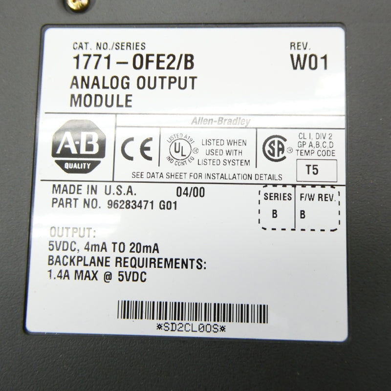 ALLEN BRADLEY 1771-OFE2 SER. B F/W B REV. W01 NSMP