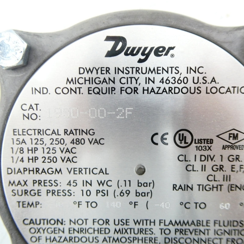 DWYER 1950-00-2F 114037-01 480VAC 15A 10PSI NSMP