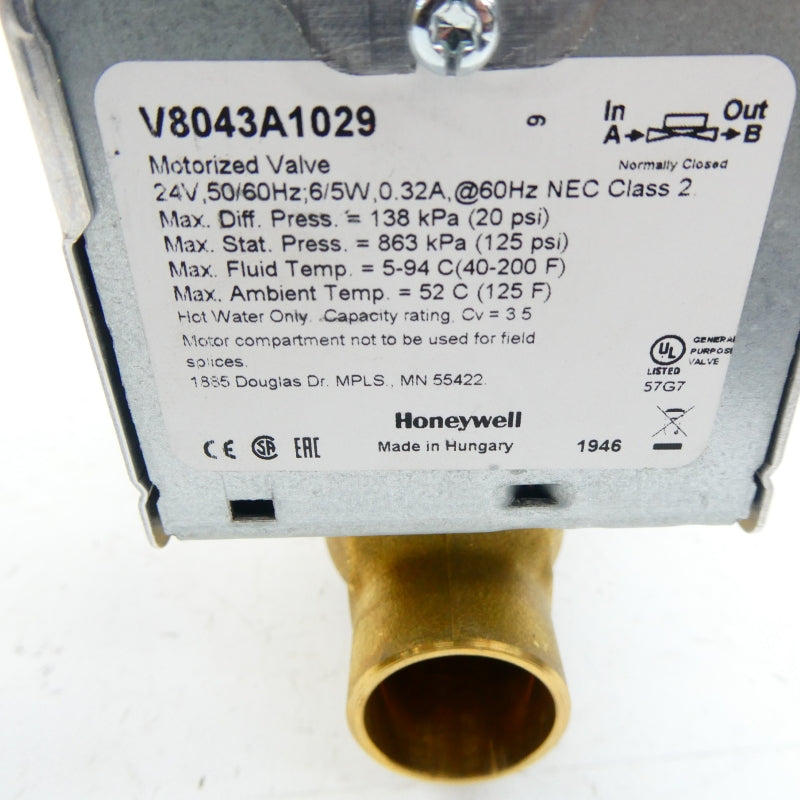 HONEYWELL V8043A1029 24V 0.32A 125PSI NSNP