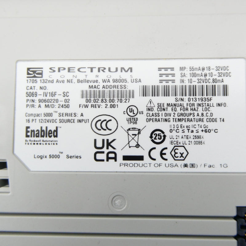 SPECTRUM CONTROLS 5069-IV16F-SC SER. A F/W 2.001 10-32VDC NSMP