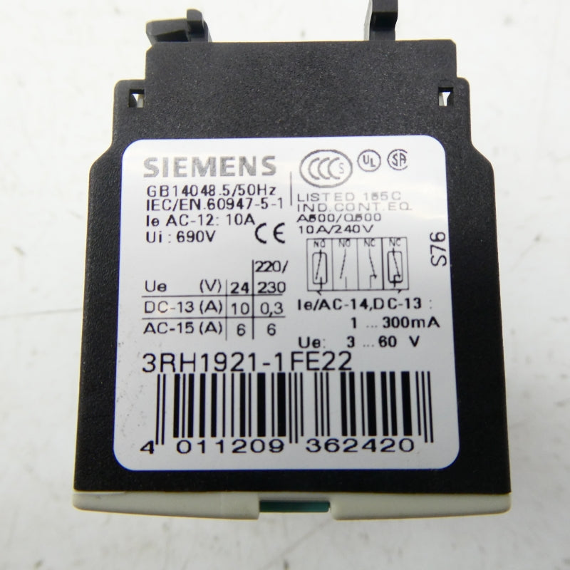 SIEMENS 3RH1921-1FE22 240V 10A NSMP