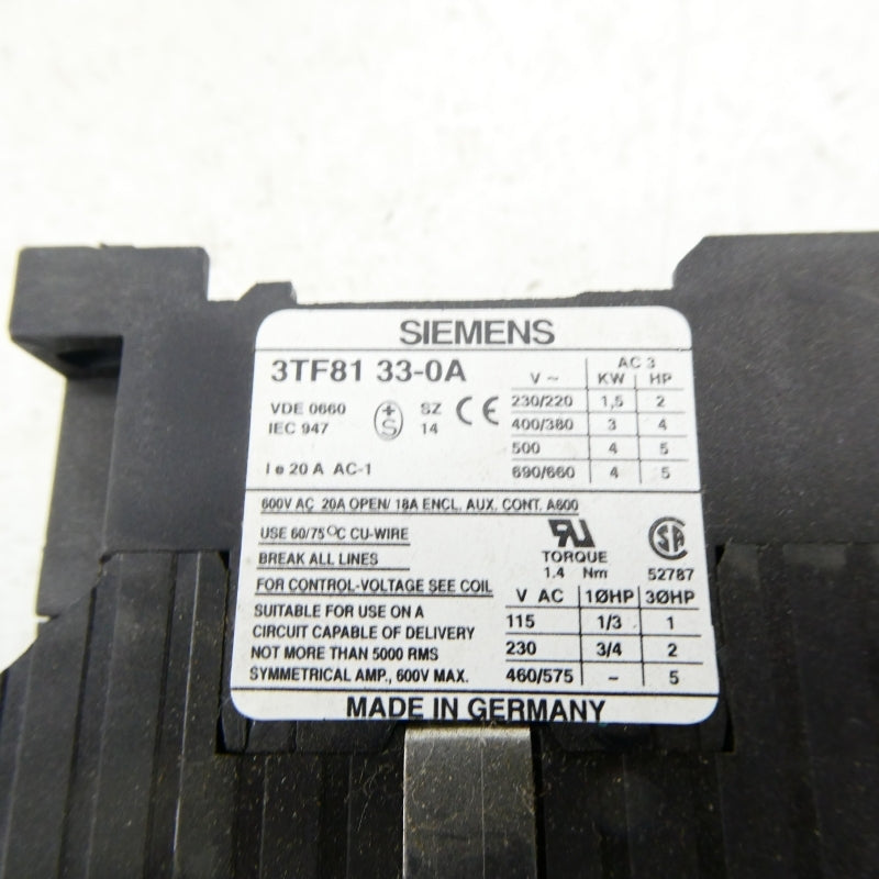 SIEMENS 3TF8133-0AK1 120V NSMP